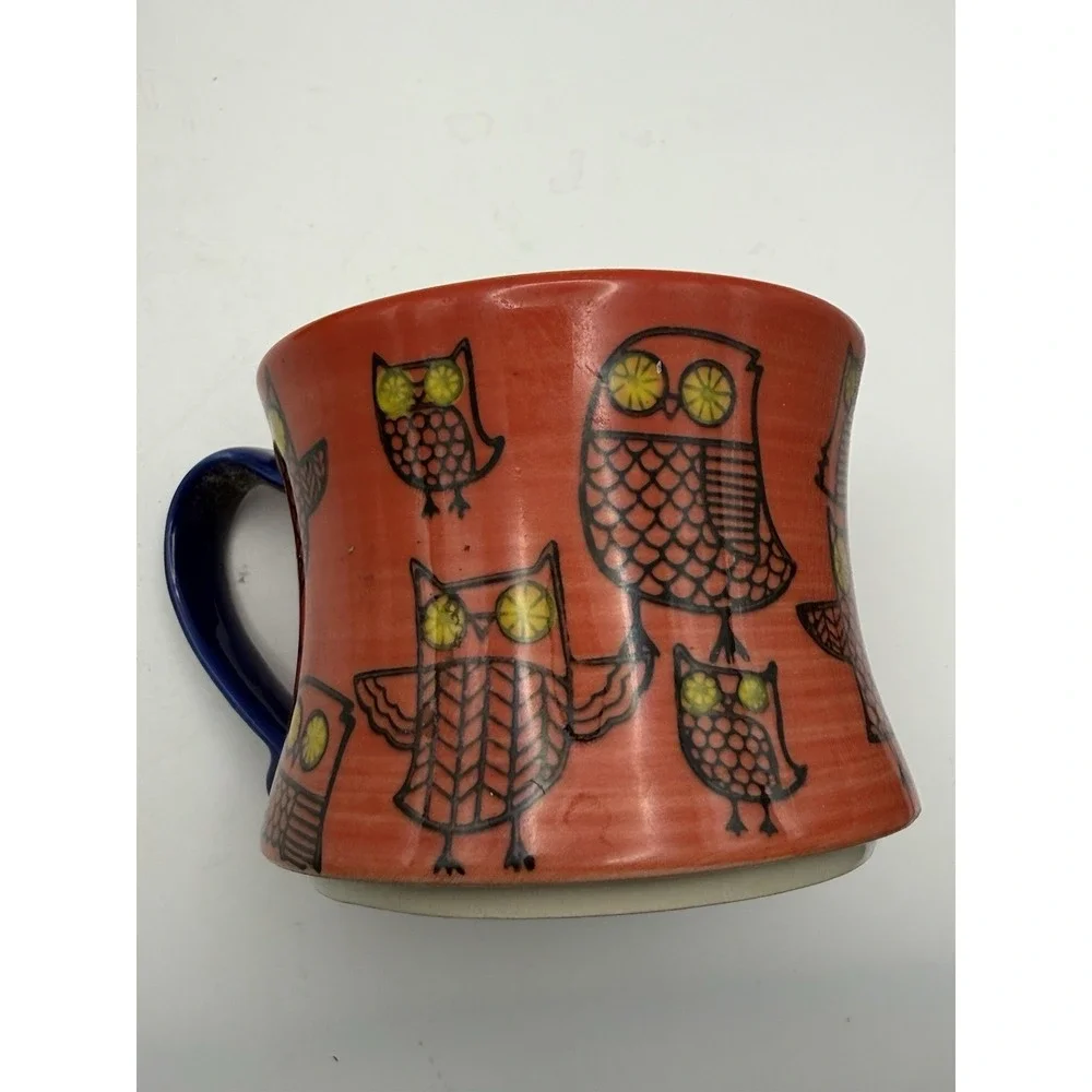 Vtg Pier 1 Imports Ceramic Owl Mug Cup Coffee Tea Stoneware Set Of 2